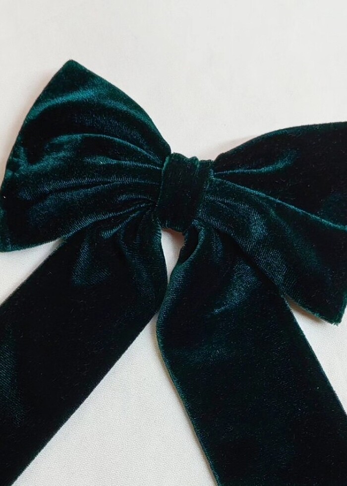 Yeşil kadife fiyonk toka - Görsel 2