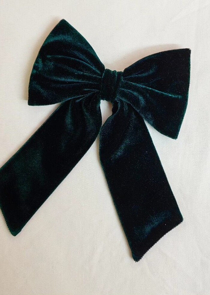 Yeşil kadife fiyonk toka - Görsel 3