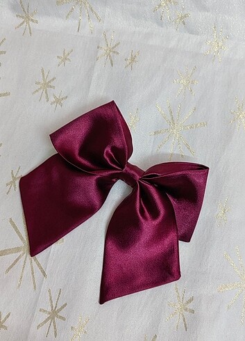 Bordo saten fiyonk toka  - Görsel 2