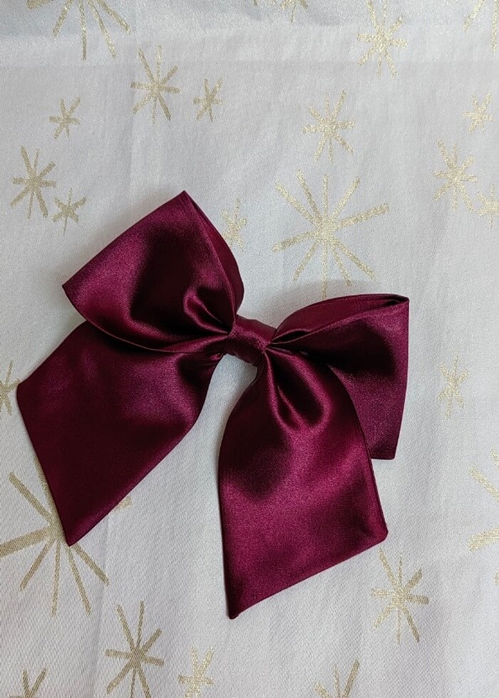 Bordo saten fiyonk toka  - Görsel 3