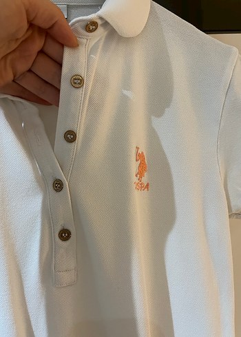 Kız Çocuk Beyaz Düğmeli Polo Tişört - Görsel 3