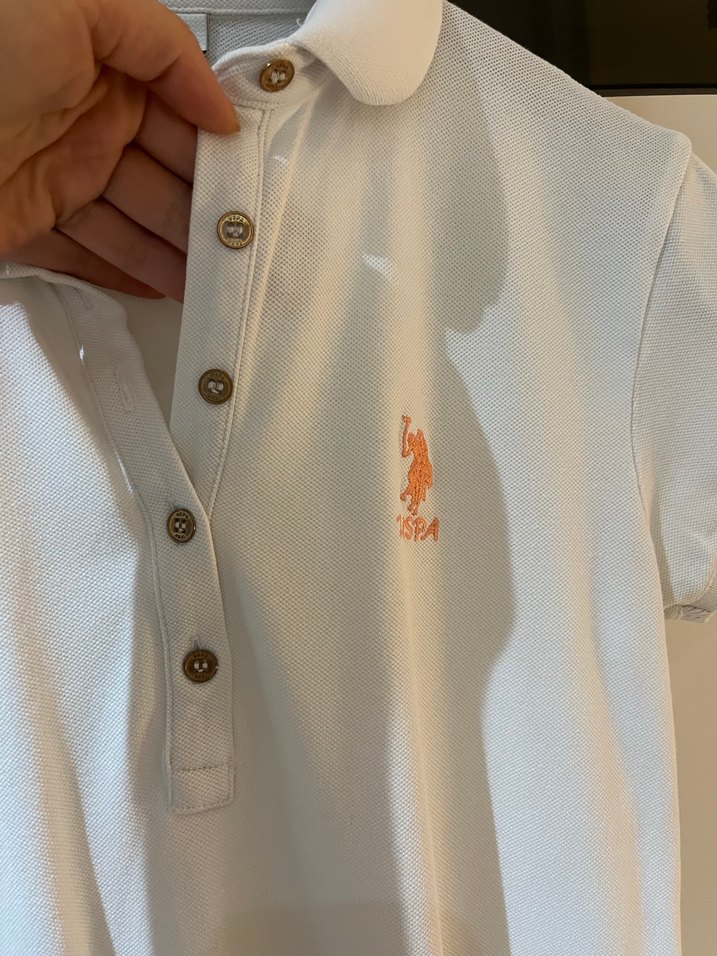 Kız Çocuk Beyaz Düğmeli Polo Tişört - Görsel 3