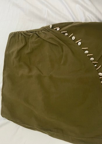 Nakışlı Bohem Kadın Haki Uzun Etek - Görsel 2