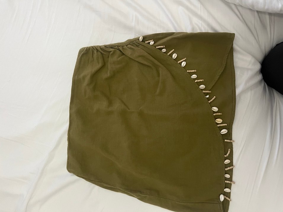 Nakışlı Bohem Kadın Haki Uzun Etek - Görsel 2