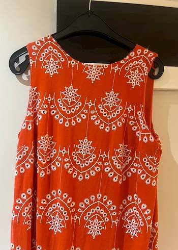 Kırmızı Bağlama Desenli Uzun Bohem Elbise - Görsel 2