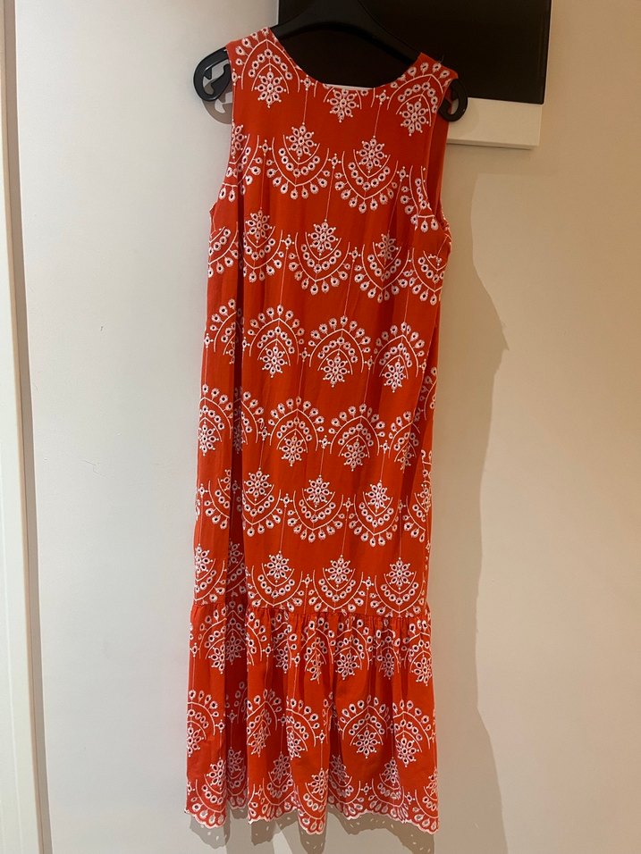 Kırmızı Bağlama Desenli Uzun Bohem Elbise - Görsel 4