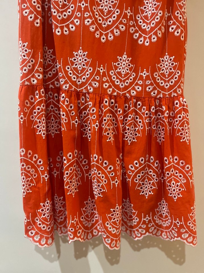 Kırmızı Bağlama Desenli Uzun Bohem Elbise - Görsel 3