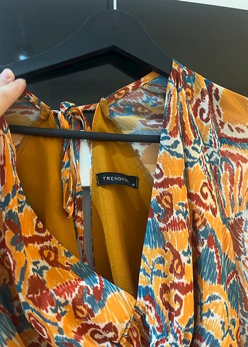 Bohem Çok Renkli Uzun Kollu V Yaka Elbise - Görsel 3