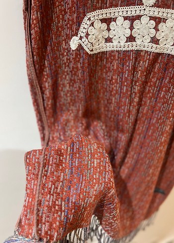 Bordo Nakışlı Bohem tunik - Görsel 5