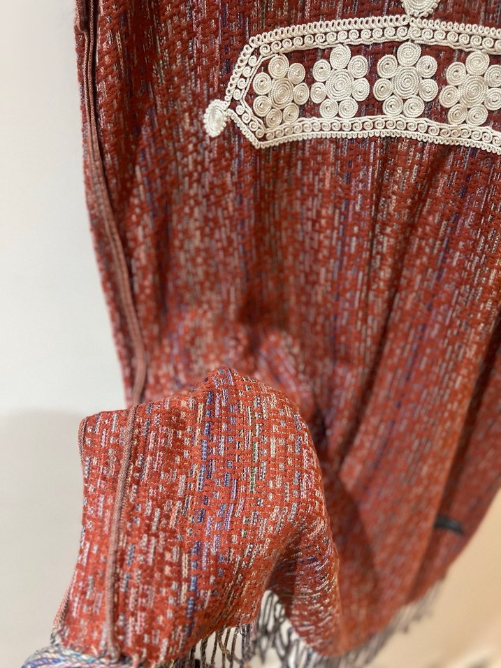 Bordo Nakışlı Bohem tunik - Görsel 5