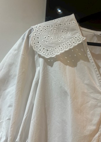 Fırfırlı Beyaz Midi Keten Elbise - Görsel 4