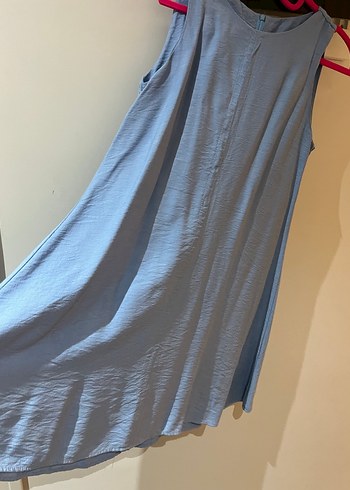 Mavi Kolsuz Midi Rahat Elbise - Görsel 2