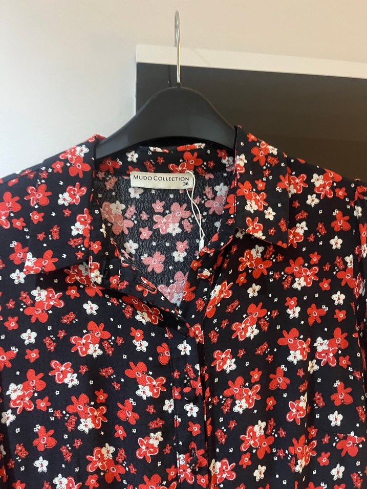 Çiçek Desenli Uzun Kollu Midi Kadın Gömlek - Görsel 4