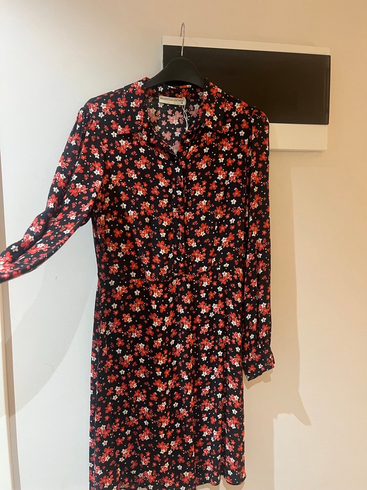 Çiçek Desenli Uzun Kollu Midi Kadın Gömlek - Görsel 3