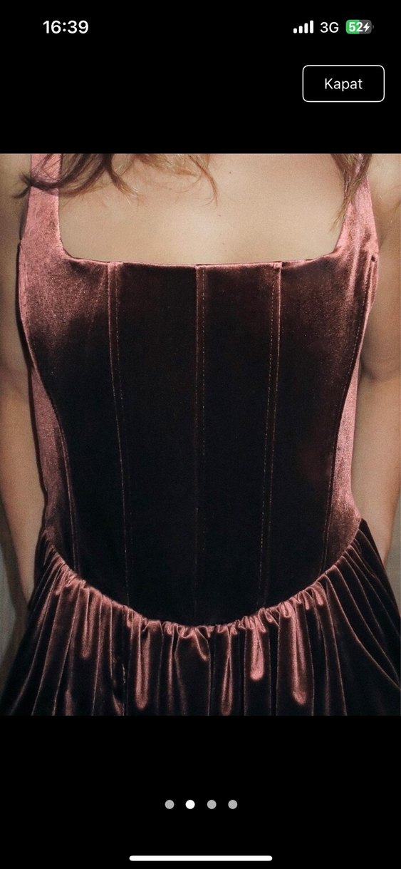 Bordo Drapeli Straplez Mini Elbise - Görsel 2