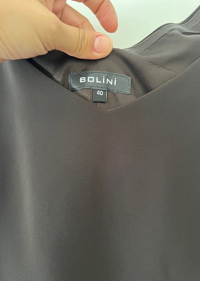 Kahverengi kumaş elbise - Görsel 2