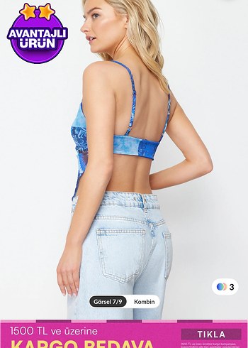 Mavi yarı transparan bluz - Görsel 5