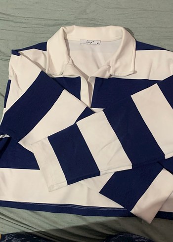 Pamuklu Çizgili Polo Yaka crop - Görsel 6