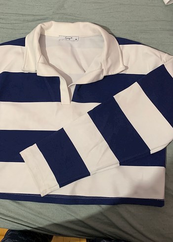 Pamuklu Çizgili Polo Yaka crop - Görsel 2