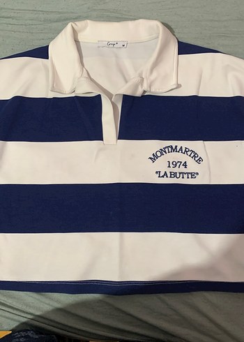 Pamuklu Çizgili Polo Yaka crop - Görsel 7