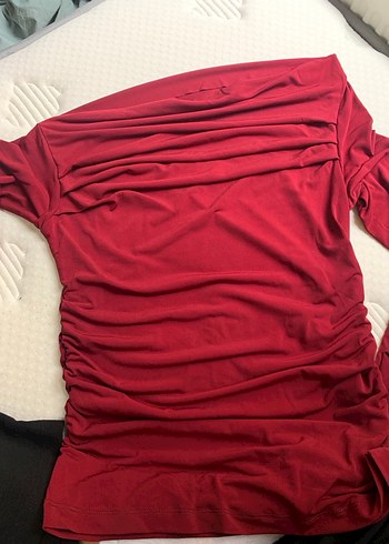 Bordo Drapeli Uzun Kollu Kadın Bluz - Görsel 2