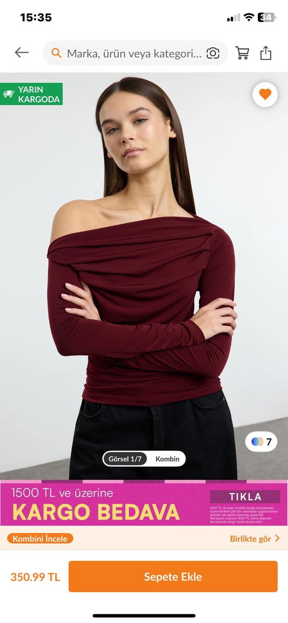 Bordo Drapeli Uzun Kollu Kadın Bluz - Görsel 4