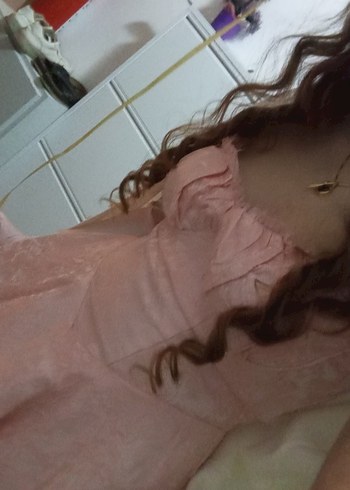 Pembe Arkası Kurdeleli Elbise Mezuniyet Doğum Günü Elbisesi - Görsel 3