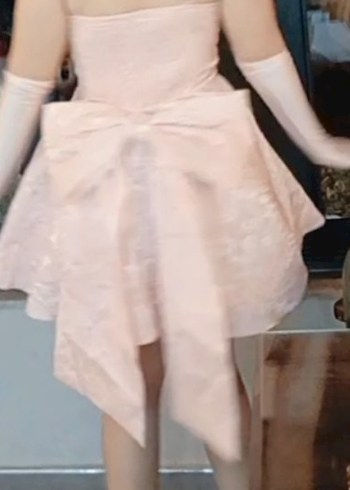 Pembe Arkası Kurdeleli Elbise Mezuniyet Doğum Günü Elbisesi - Görsel 5