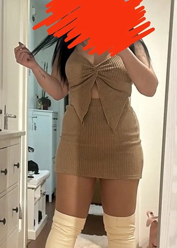 Beyaz/Krem rengi İkili Takım Etek Üst - Görsel 5