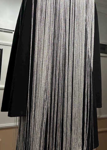 Püsküllü Gri Uzun Kollu Kadın Mini Elbise - Görsel 2