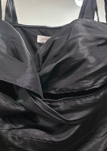 Siyah Drapeli Mini V Yakalı Elbise - Görsel 4