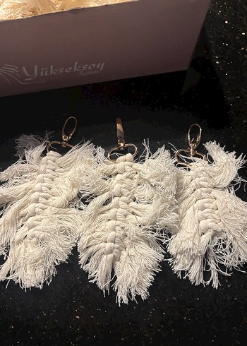 Beyaz Püsküllü Bohem Anahtarlık - Görsel 2