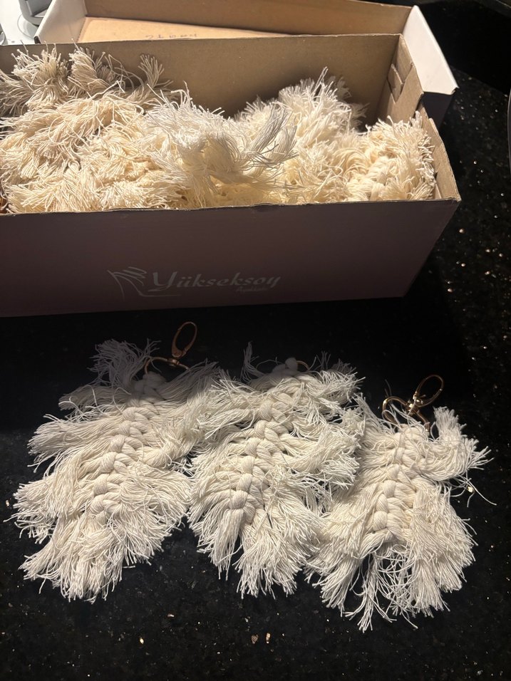 Beyaz Püsküllü Bohem Anahtarlık - Görsel 3