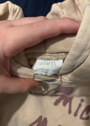 Bej Kapüşonlu Baskılı Kız Sweatshirt - Görsel 2