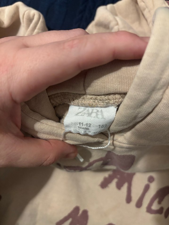 Bej Kapüşonlu Baskılı Kız Sweatshirt - Görsel 2