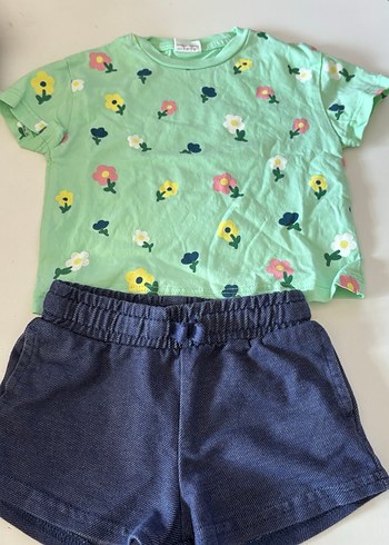 Çiçek Desenli Kısa Kollu Bebek Takımı - Görsel 3