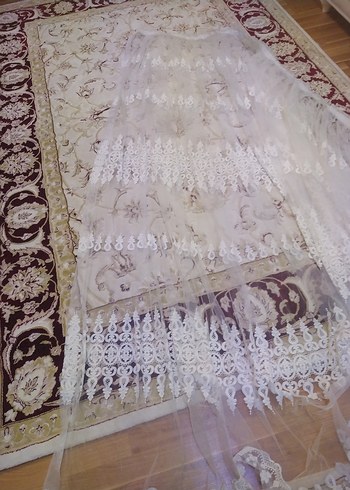 Beyaz Nakışlı Perde desende hafif kayma var - Görsel 4