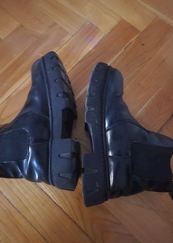 ZARA TARZINDA çocuk  kalın taban Siyah Deri Goth Botlar - Görsel 6