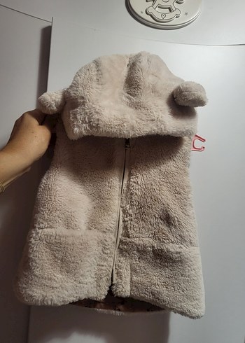 ZARA MARKA Kürklü Kapüşonlu Kız Çocuk Yelek - Görsel 5