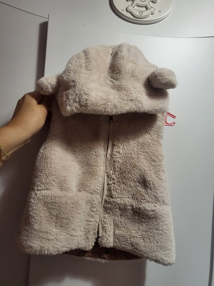 ZARA MARKA Kürklü Kapüşonlu Kız Çocuk Yelek - Görsel 5