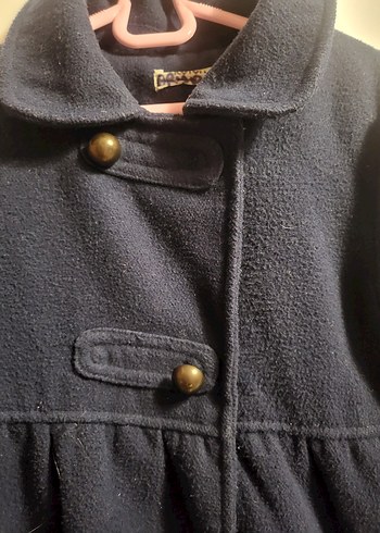 Düğmeli Lacivert çocuk kaşe Midi Kaban - Görsel 2