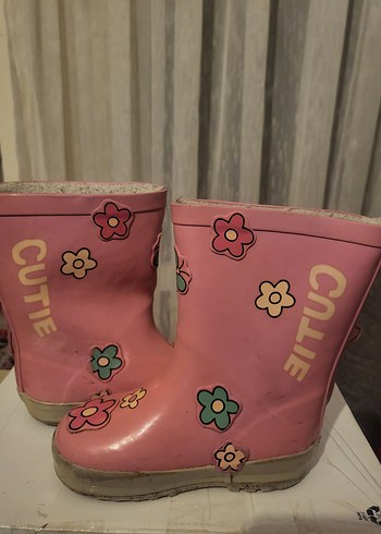 Çiçek Desenli Pembe Kız Yağmur Çizmesi - Görsel 6