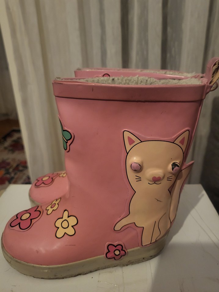 Çiçek Desenli Pembe Kız Yağmur Çizmesi - Görsel 2