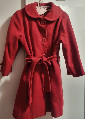 Kemerli Kırmızı Kaşe Kaban - Görsel 2