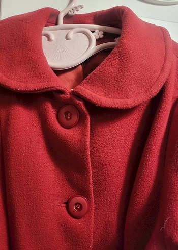 Kemerli Kırmızı Kaşe Kaban - Görsel 3