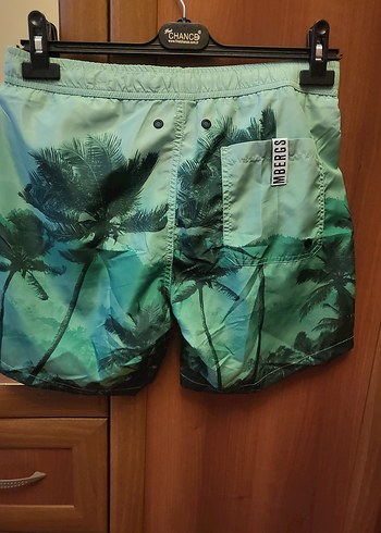 ORJİNAL ,ETİKETLİ BIKKEMBERGS Yeşil Baskılı ERKEK deniz şortu - Görsel 6