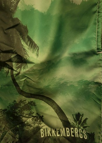 ORJİNAL ,ETİKETLİ BIKKEMBERGS Yeşil Baskılı ERKEK deniz şortu - Görsel 3