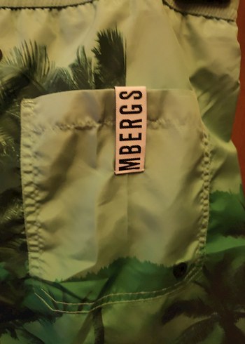 ORJİNAL ,ETİKETLİ BIKKEMBERGS Yeşil Baskılı ERKEK deniz şortu - Görsel 5
