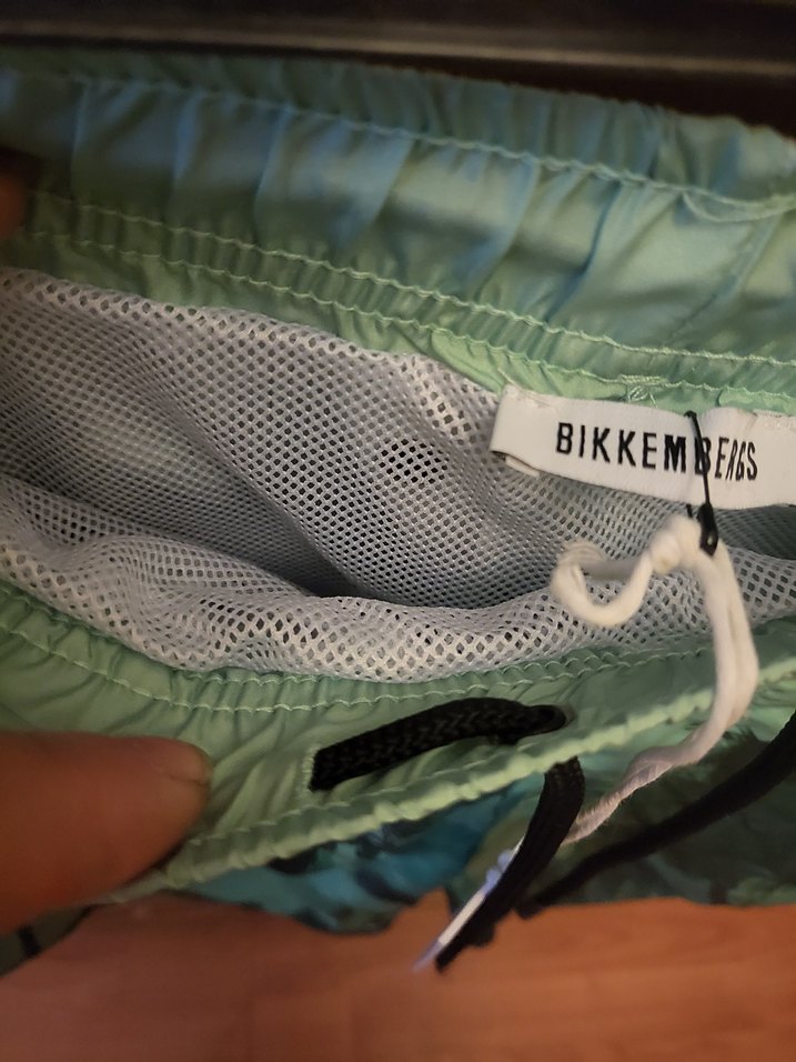 ORJİNAL ,ETİKETLİ BIKKEMBERGS Yeşil Baskılı ERKEK deniz şortu - Görsel 4