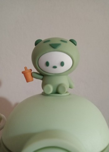 Yeşil Çocuk Termos Şişesi Sevimli Kapaklı - Görsel 3